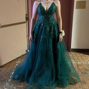 Amarra emerald green prom dress 88624